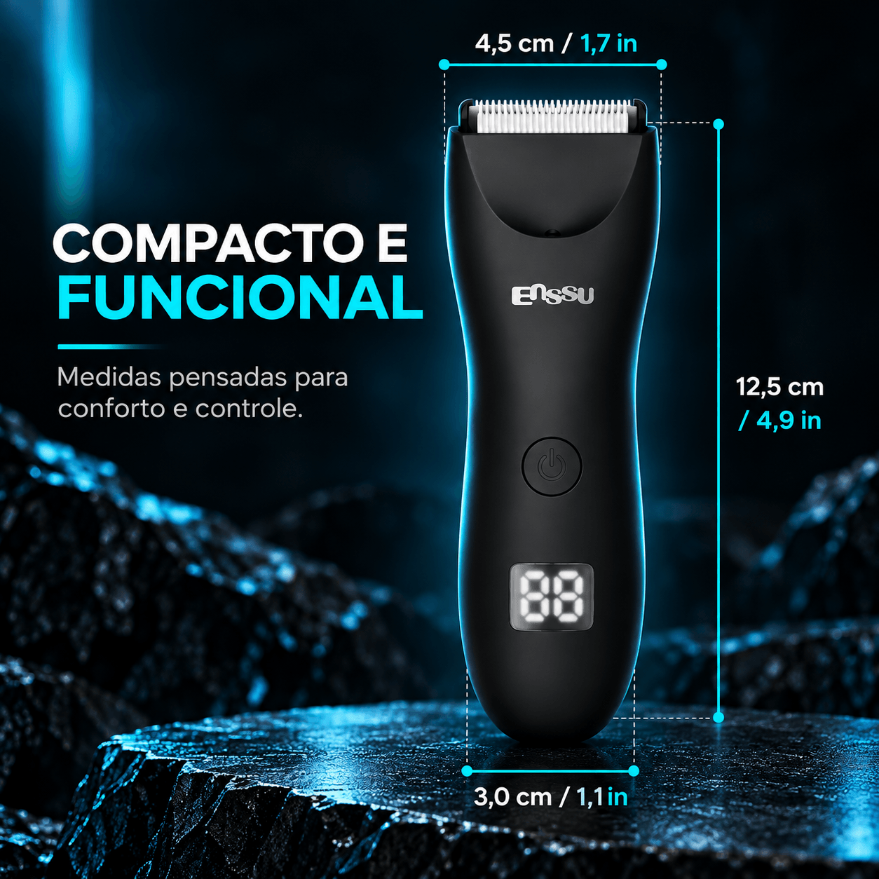 Dimensões do aparador corporal ENSSU Pro