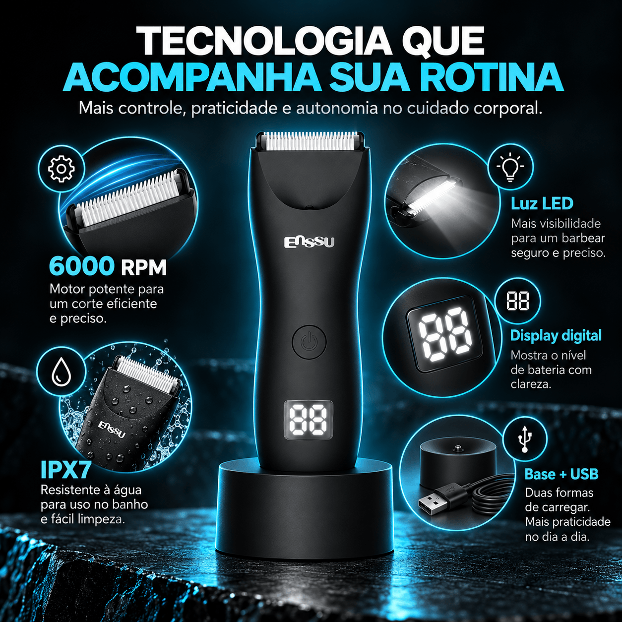 Tecnologias do aparador corporal ENSSU Pro